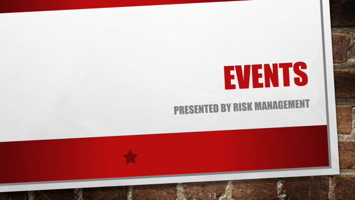 risk management on events
