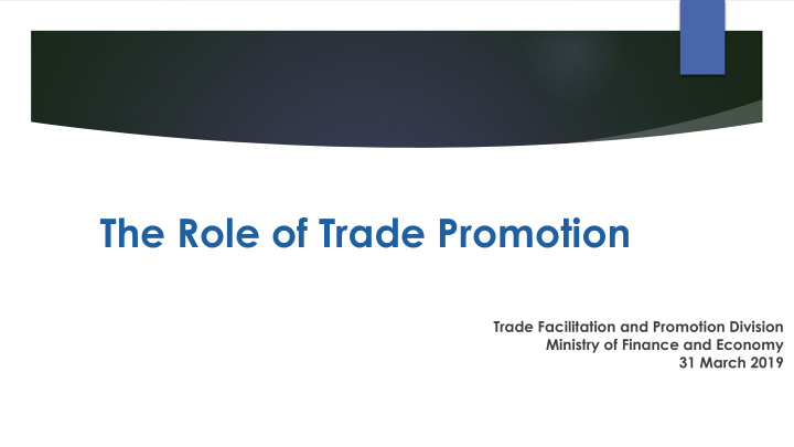 the role of trade promotion