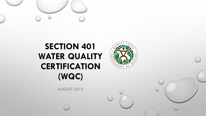 section 401 water quality certification wqc