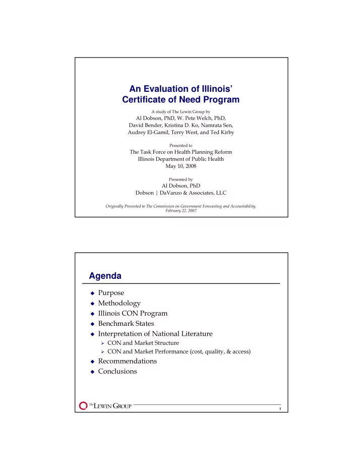 an evaluation of illinois certificate of need program
