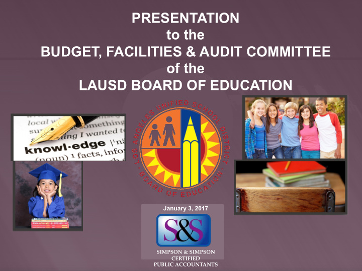 presentation to the budget facilities audit committee of