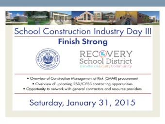 SCHOOL PROJECTS  IN 2015  January 31, 2015  This report is for general information only. All dates