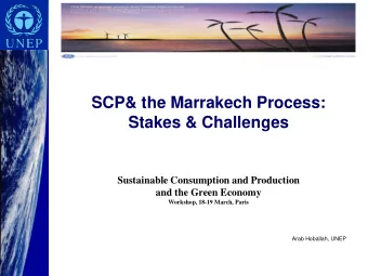 SCP&amp; the Marrakech Process:  Stakes &amp; Challenges  Sustainable Consumption and Production
