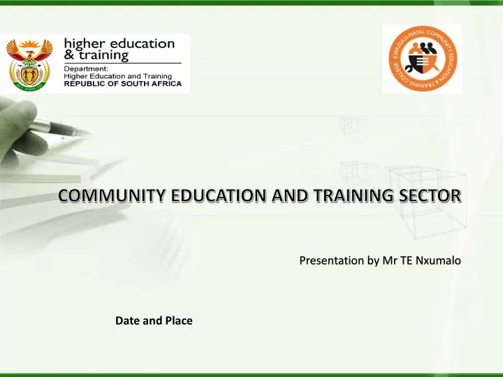 presentation by mr te nxumalo date and place presentation