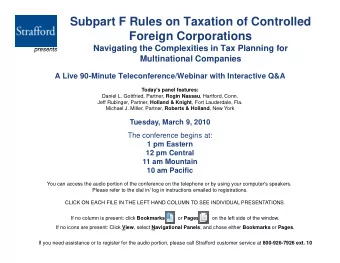 Subpart F Rules on Taxation of Controlled  Foreign Corporations  Navigating the Complexities in Tax