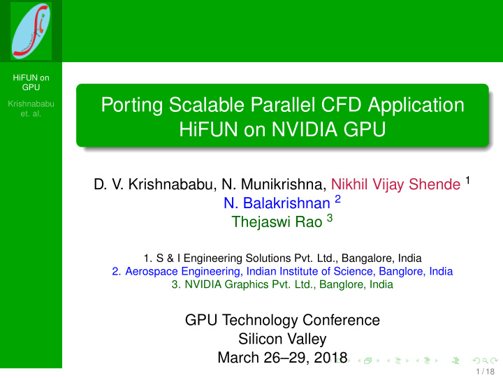 porting scalable parallel cfd application