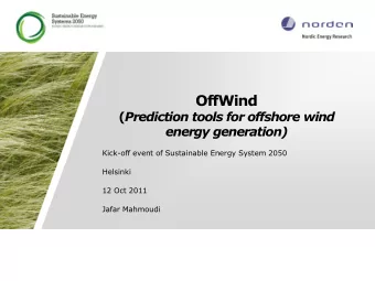 OffWind ( Prediction tools for offshore wind energy generation)  Kick-off event of Sustainable