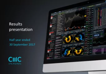 presentation  Half year ended  30 September 2017  Agenda  1  Key highlights  2  Financials  3