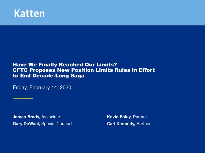 have we finally reached our limits cftc proposes new