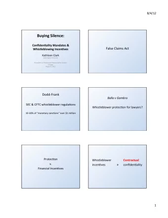 Buying  Silence:            Confiden1ality  Mandates  &amp;    False