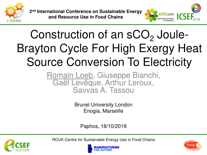 construction of an sco 2 joule brayton cycle for high