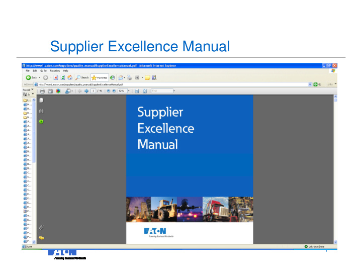supplier excellence manual