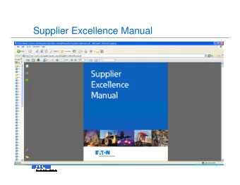 Supplier Excellence Manual  1  1  Supplier Excellence Manual Location   Located Eaton.com