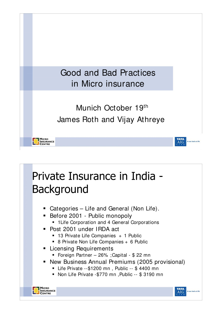 good and bad practices in micro insurance