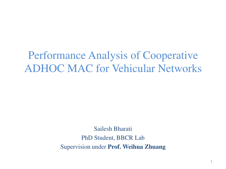 performance analysis of cooperative adhoc mac for