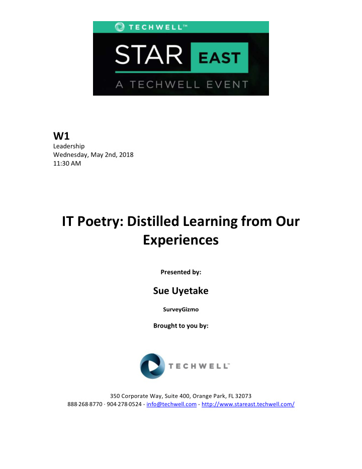 it poetry distilled learning from our experiences