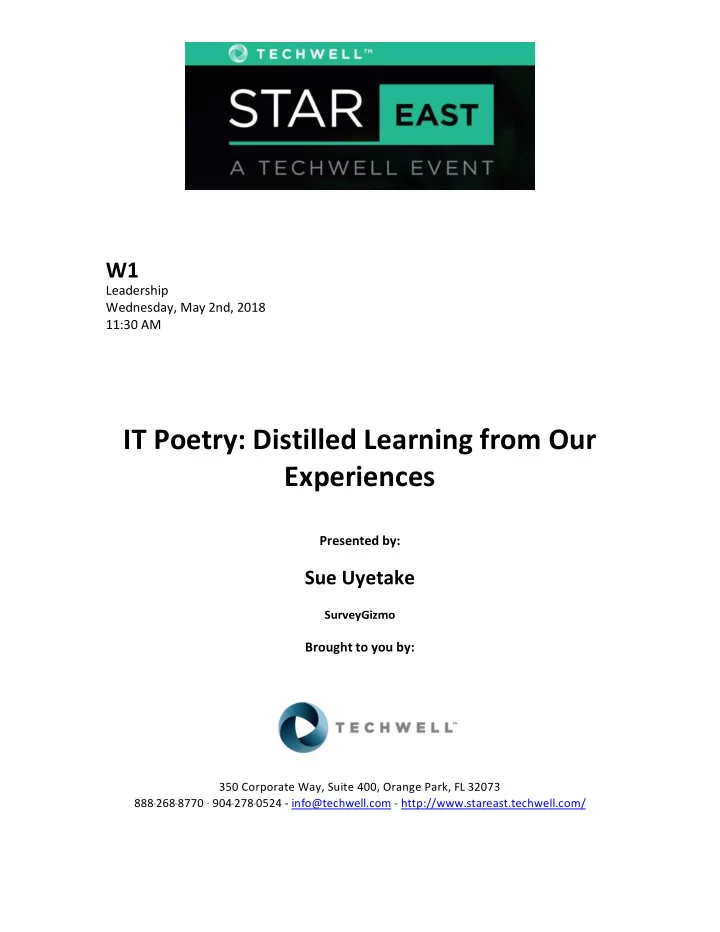 it poetry distilled learning from our experiences