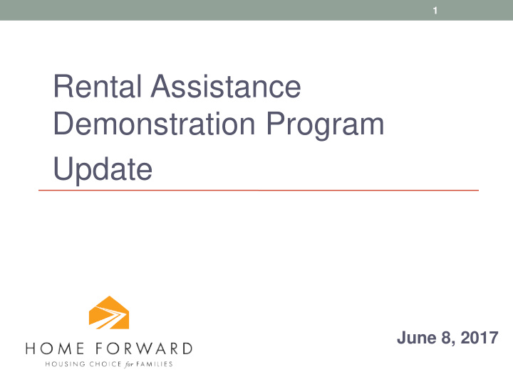 rental assistance demonstration program update