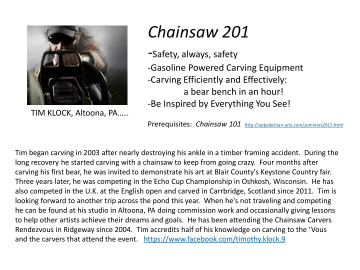 chainsaw 201