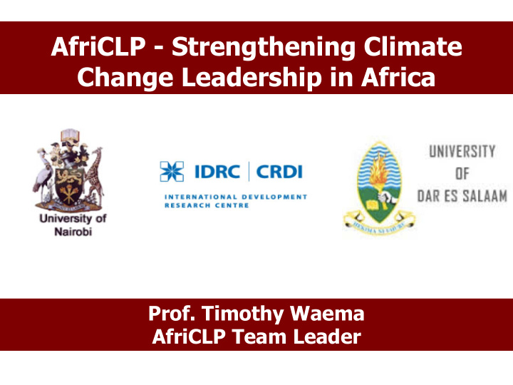 africlp strengthening climate change leadership in africa