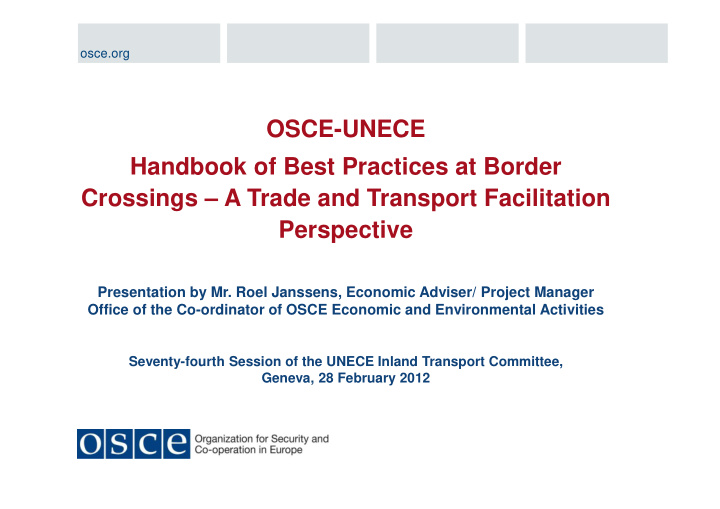 osce unece handbook of best practices at border crossings