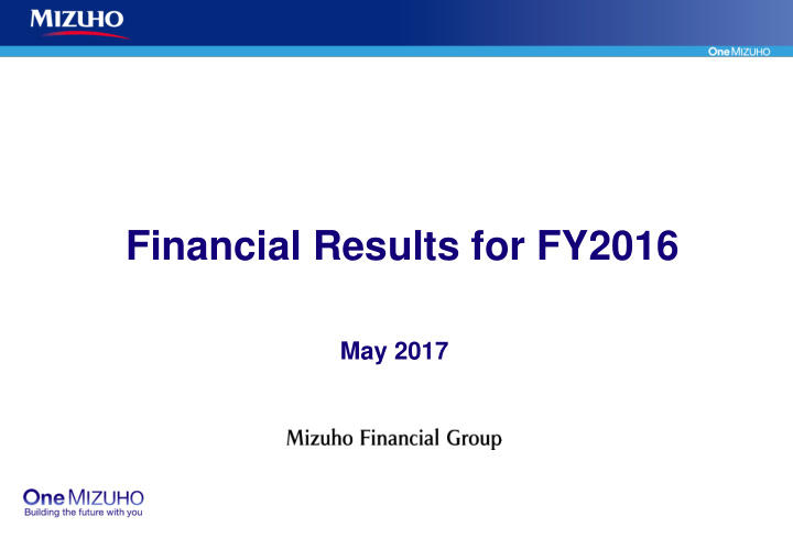 financial results for fy2016