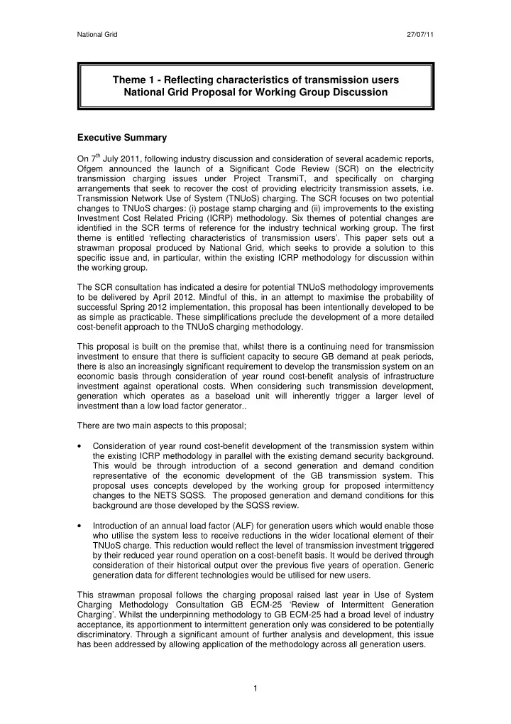 theme 1 reflecting characteristics of transmission users