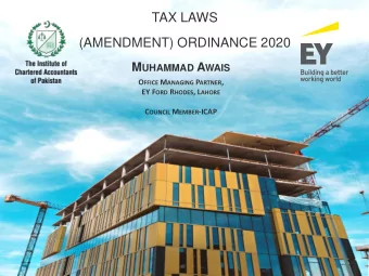 TAX LAWS  (AMENDMENT) ORDINANCE 2020 M UHAMMAD A WAIS O FFICE M ANAGING P ARTNER , EY F ORD R HODES
