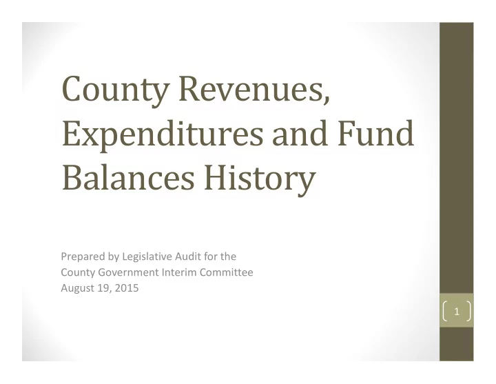 county revenues expenditures and fund balances history