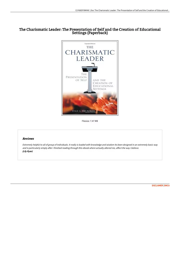 the charismatic leader the presentation of self and the