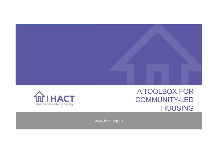 a toolbox for community led housing