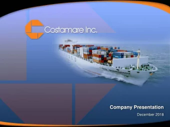 Company Presentation  December 2018  Forward-Looking Statements This presentation contains certain
