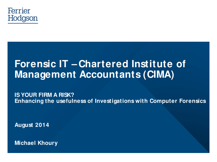 forensic it chartered institute of management accountants