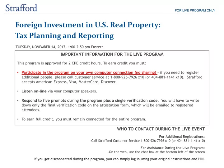 foreign investment in u s real property tax planning and