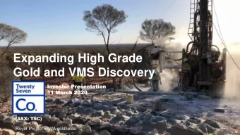 Expanding High Grade  Gold and VMS Discovery  In  Invest  estor  or Pr  Prese  esent  ntation  tion