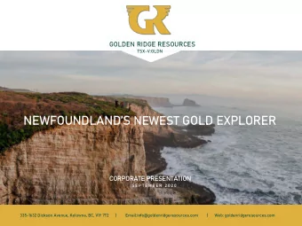 NEWFOUNDLANDS NEWEST GOLD EXPLORER  CORPORATE PRESENTATION  S E P T E M B E R 2 0 2 0  335-1632