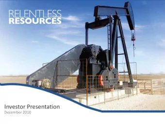 Investor Presentation  December 2010  Disclaimer  Forward-looking statements  This presentation