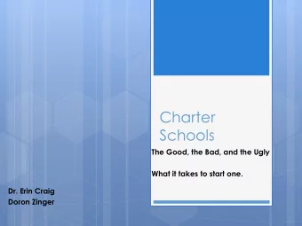Charter  Schools  The Good, the Bad, and the Ugly  What it takes to start one.  Dr. Erin Craig