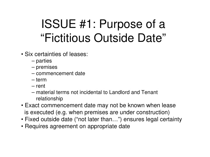 issue 1 purpose of a fictitious outside date