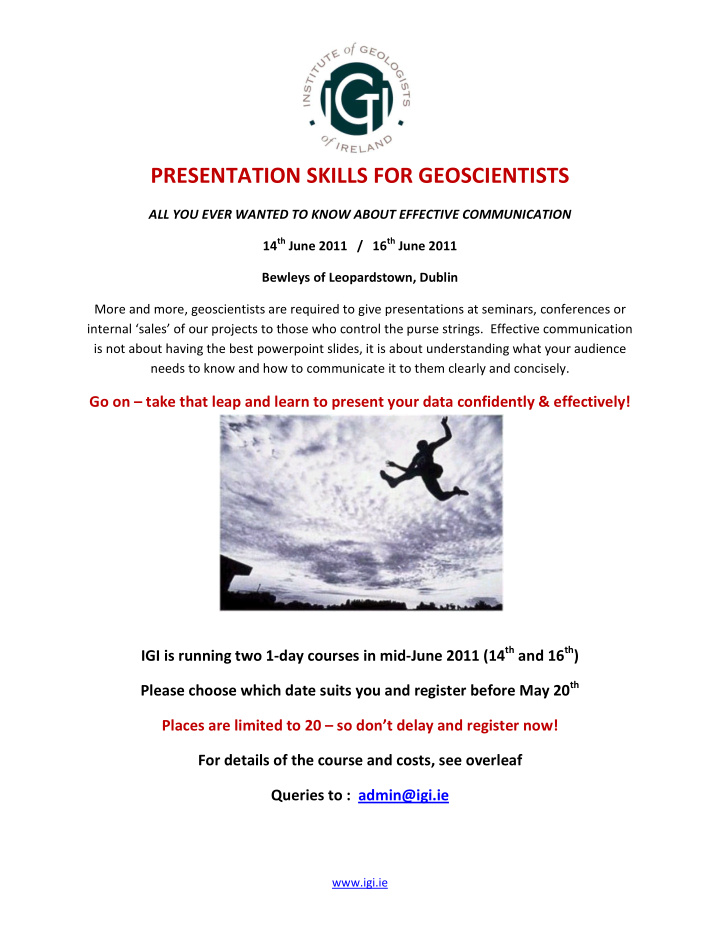 presentation skills for geoscientists