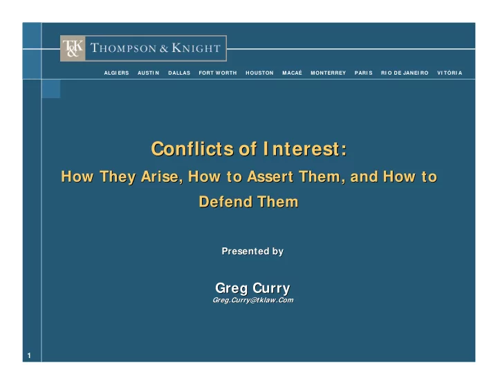 conflicts of i nterest conflicts of i nterest