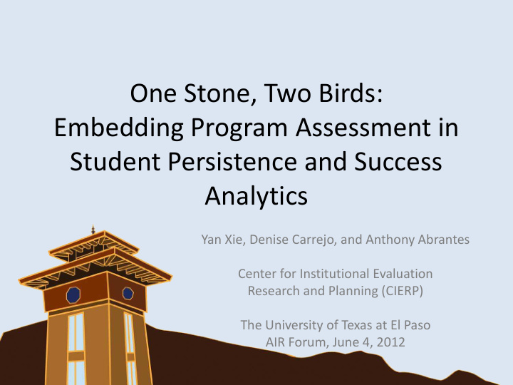 one stone two birds embedding program assessment in