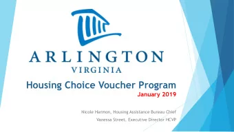 Housing Choice Voucher Program  January 2019  Nicole Harmon, Housing Assistance Bureau Chief