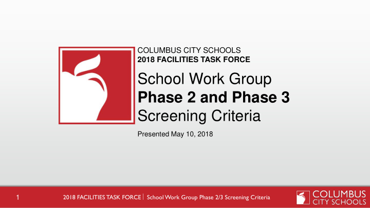 school work group phase 2 and phase 3 screening criteria