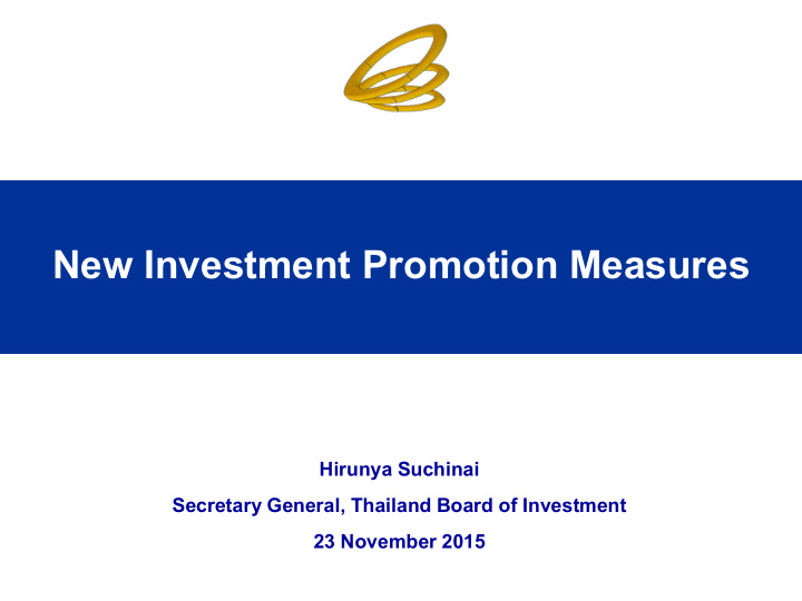 new investment promotion measures