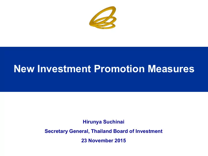 new investment promotion measures