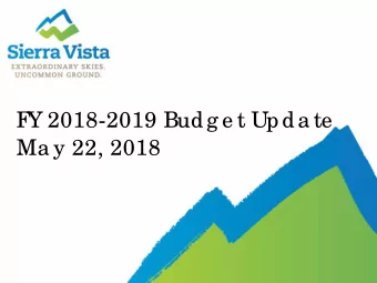 F  Y 2018-2019 Budg e t Upda te  Ma y 22, 2018  T  he  Re c o mme nde d F  Y19 Budg e t is  BAL