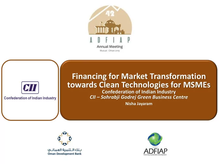 towards clean technologies for msmes