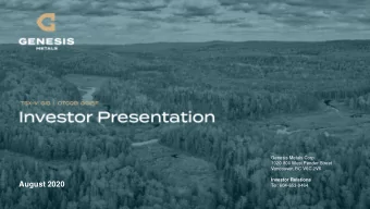 August 2020  Tel: 604-653-9464  TSX-V: GIS  |  OTCQB: GGISF  1  Forward Looking Statements Certain