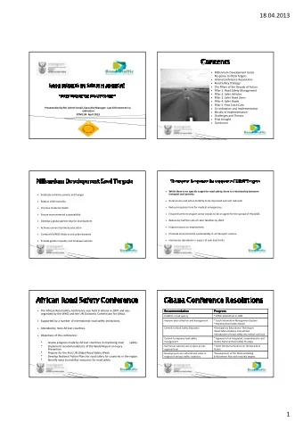 18.04.2013  Millennium Development Goals  Response to MDG Targets  Ghana Conference